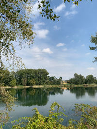 Scenic view of lake against sky