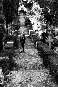 Man and woman walking on stairs