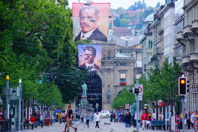 People on street in city