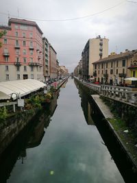 Canal amidst buildings against sky