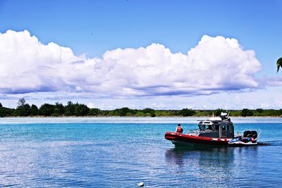Boat sailing in sea