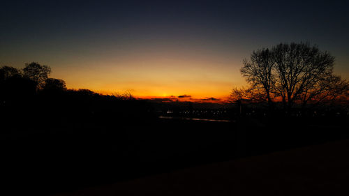 Silhouette trees against sky during sunset