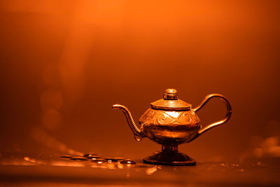 Close-up of teapot on table