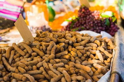 Close-up of bread for sale at market stall