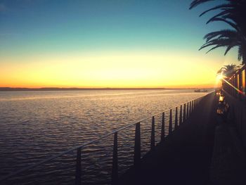 Scenic view of sea at sunset