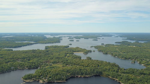 High angle view of sea against sky