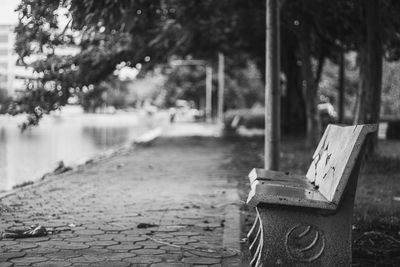 Empty bench in park