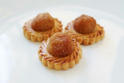 Close-up of pineapple tarts on plate