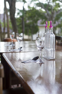 Glass of wine glasses on table