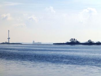 Scenic view of elbe river against sky