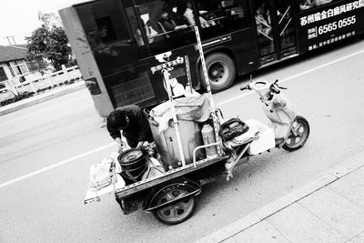 Man riding motorcycle on road