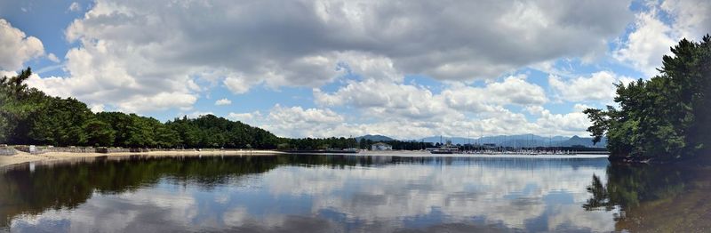 Panoramic view of lake against sky