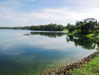 Scenic view of lake against sky