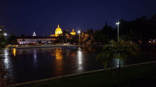 River in city at night