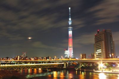 Illuminated city at night