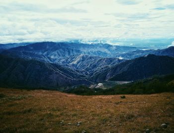 Scenic view of mountains against sky