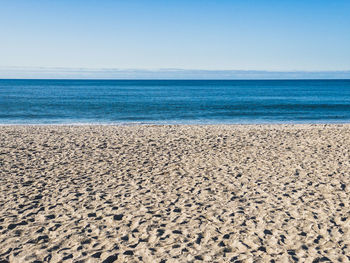 Scenic view of sea against clear sky