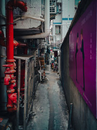 Narrow street amidst buildings in city