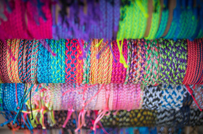 Full frame shot of multi colored bracelets for sale in market