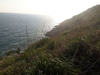 Scenic view of sea against clear sky