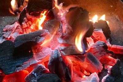 Close-up of bonfire at night