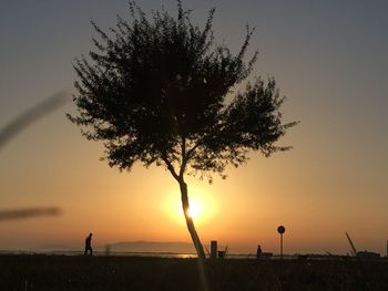 Silhouette of trees against sky at sunset