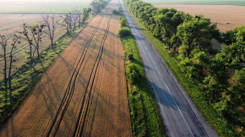 High angle view of empty road