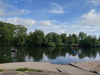 Scenic view of lake against sky