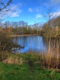 Scenic view of lake against sky