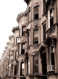 Low angle view of old building against clear sky