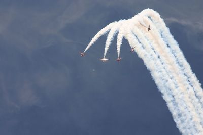 Airplanes emitting smoke during airshow