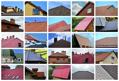 Full frame shot of multi colored building roof