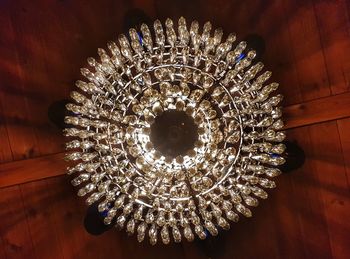 Low angle view of illuminated chandelier