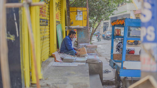 Man working on table