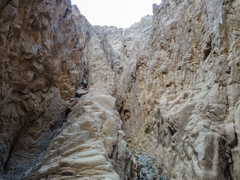 Low angle view of rock formation against sky