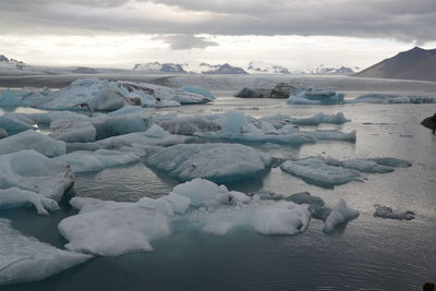 Aerial view of frozen lake