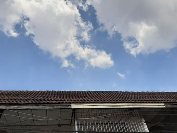 Low angle view of roof of building against sky