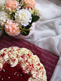 High angle view of flower bouquet