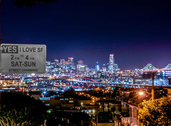 Illuminated cityscape at night