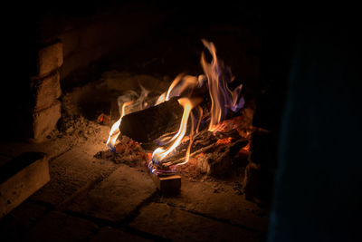 Close-up of fireplace