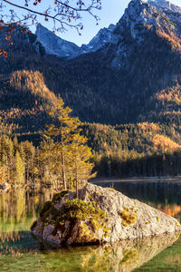 Scenic view of lake against mountain range