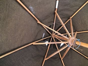 High angle view of umbrella on table