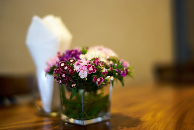 Close-up of flowers on table