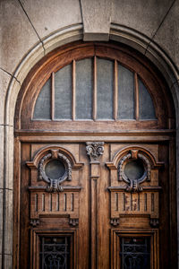 Closed door of historic building