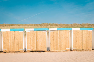 View of beach against blue sky, bergen aan zee netherlands 