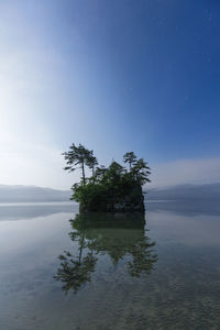 Scenic view of lake against sky at night