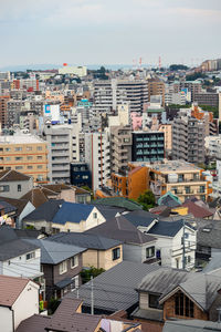 High angle view of townscape against sky