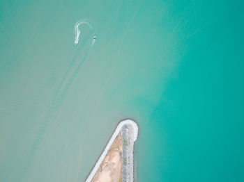 High angle view of swimming pool against sea