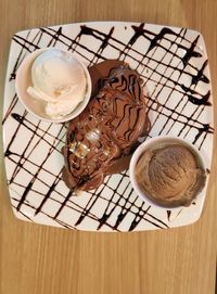 High angle view of coffee on table