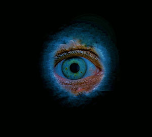 Close-up of human eye against black background